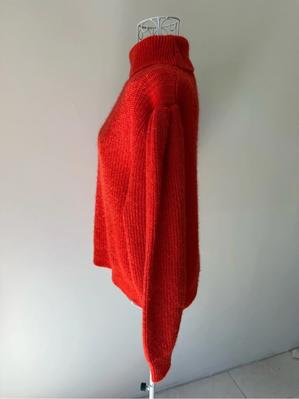 J.Crew Red Turtleneck Sweater Alpaca Merino Wool Blend Size L Cozy Warm